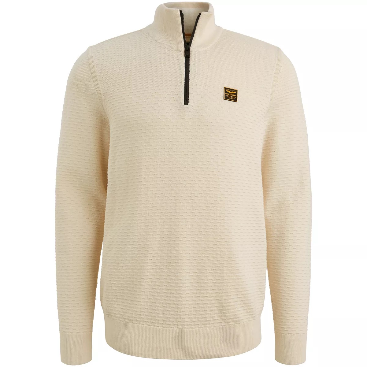PME LEGEND-Half zip collar cotton mouline (organic)-PKW2510301-7013 Bone white-WIT