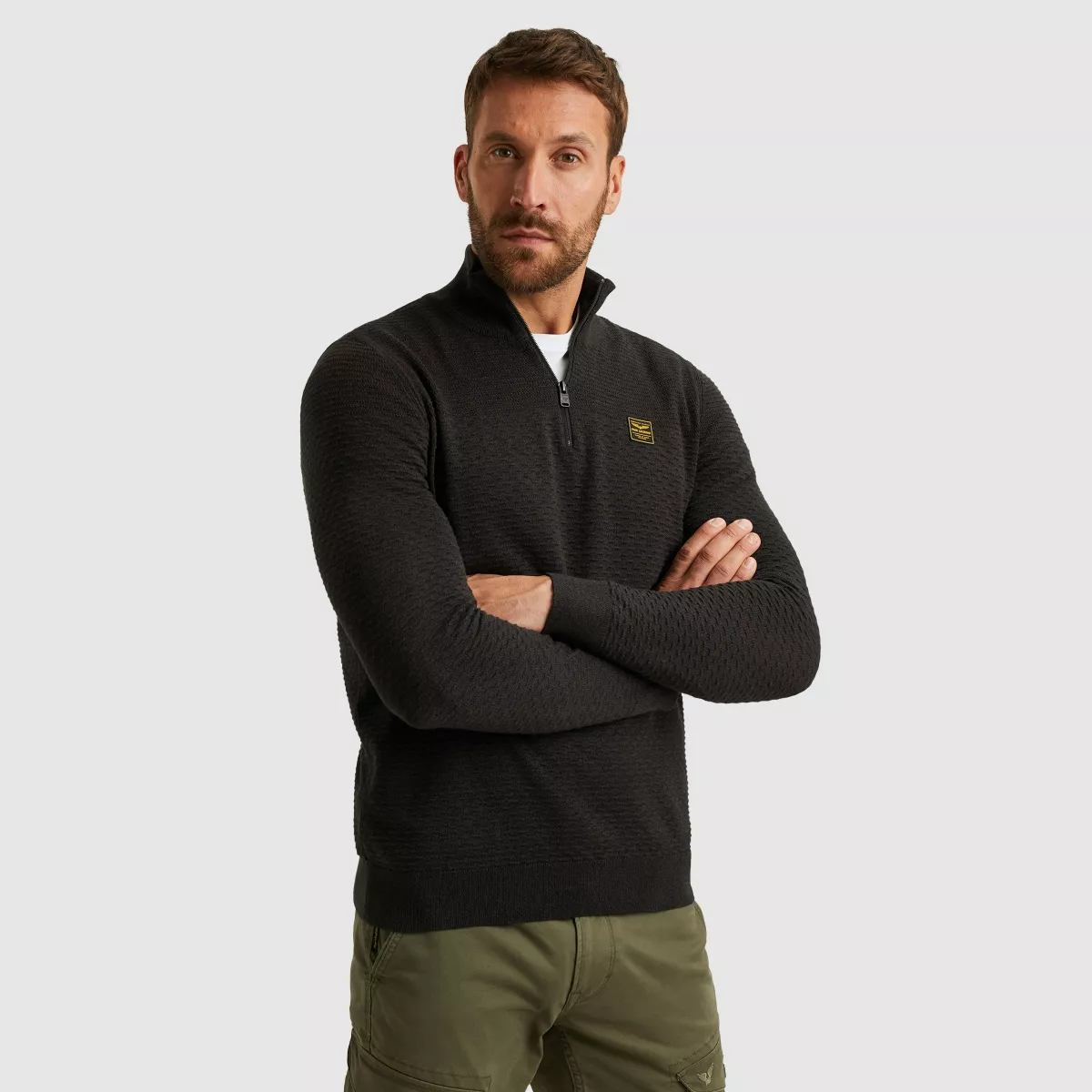 PME LEGEND-Half zip collar cotton mouline (organic)-PKW2510301-999 Black-ZWART