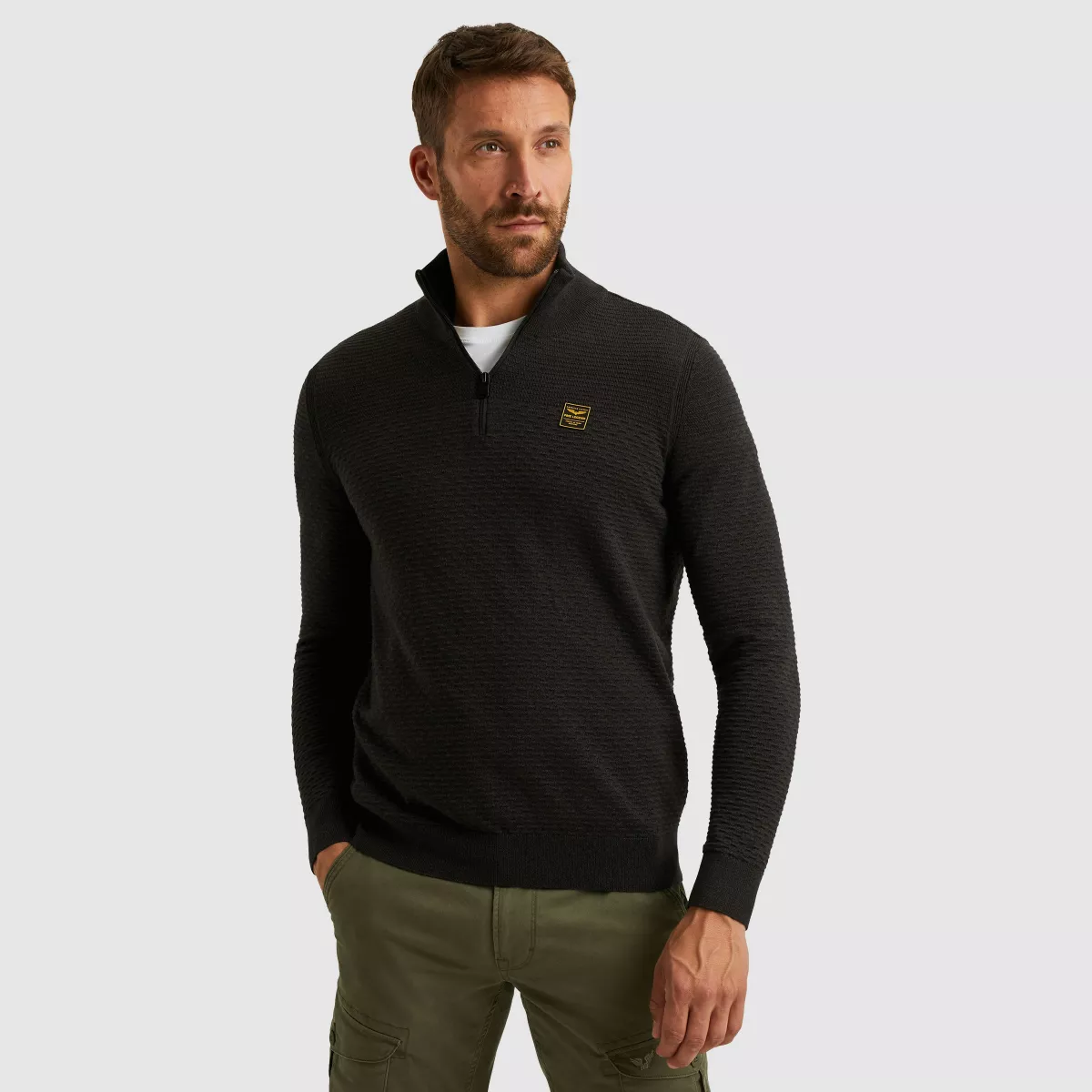 pme-legend-half-zip-collar-cotton-mouline-organic-pkw2510301-999-black-zwart-2 PME LEGEND-Half zip collar cotton mouline (organic)-PKW2510301-999 Black-ZWART