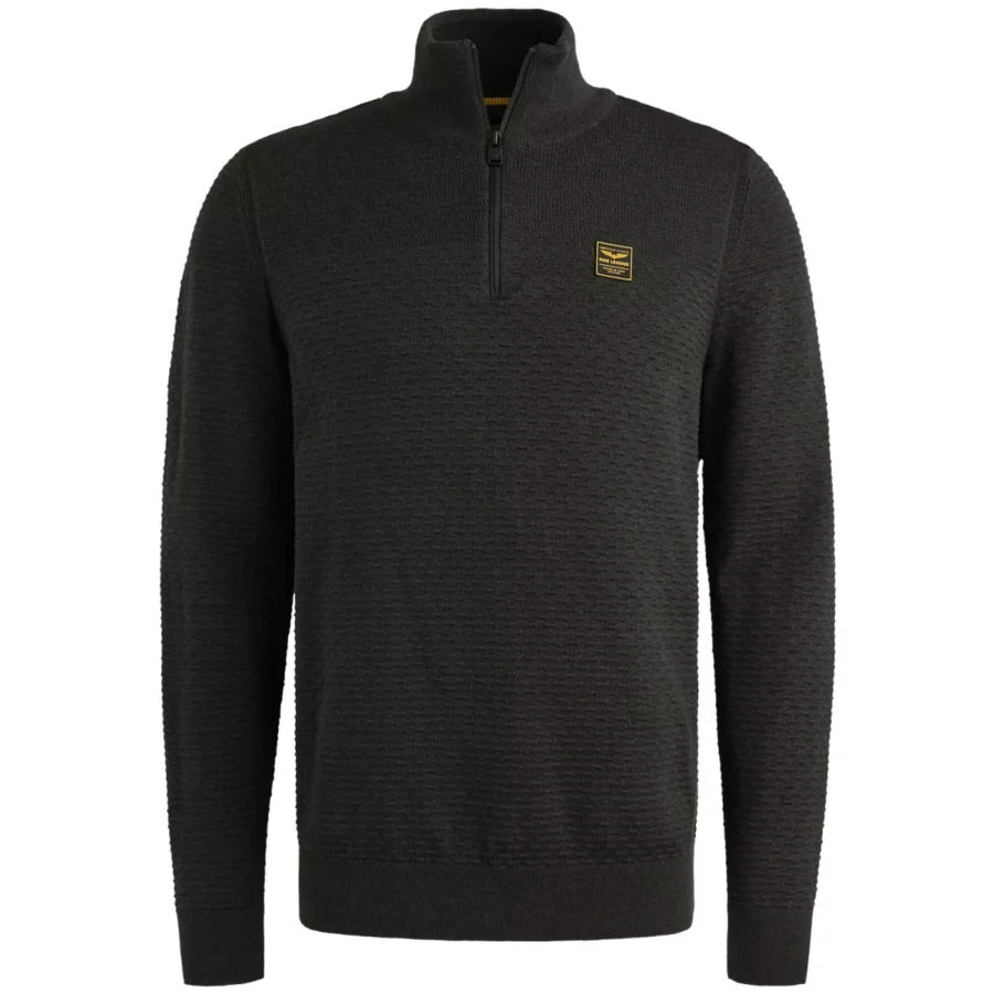 PME LEGEND-Half zip collar cotton mouline (organic)-PKW2510301-999 Black-ZWART