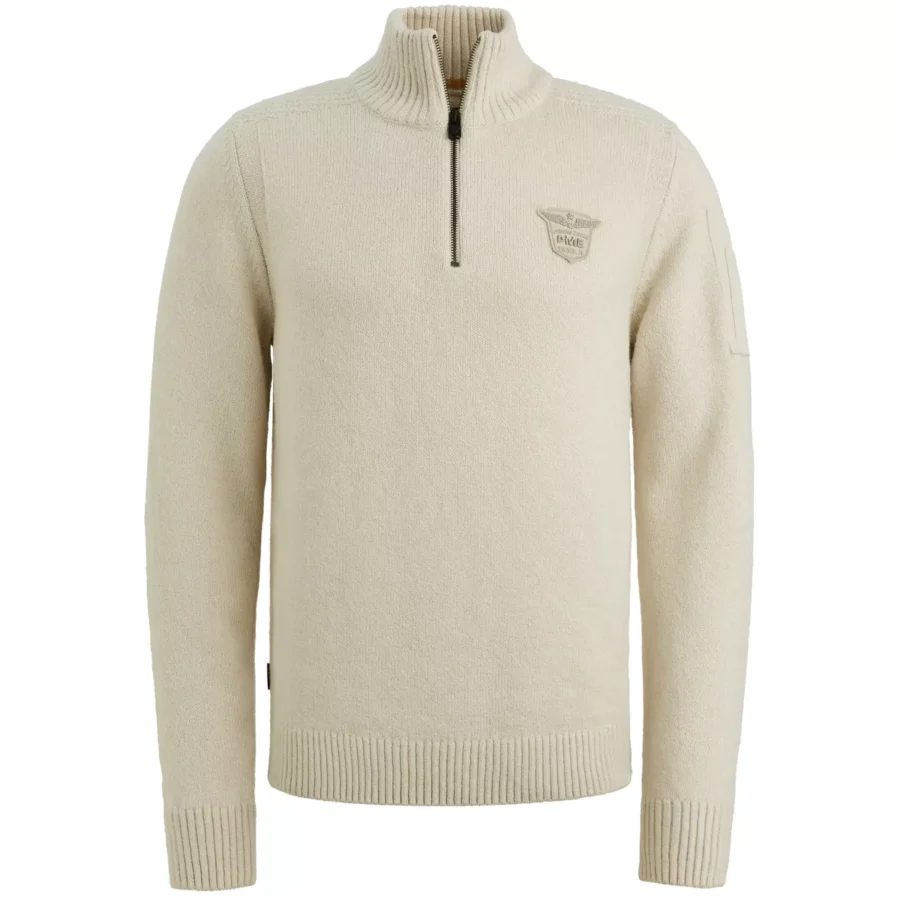 PME LEGEND-Half zip collar soft blend-PKW2510314-910 Bone white melee-BEIGE