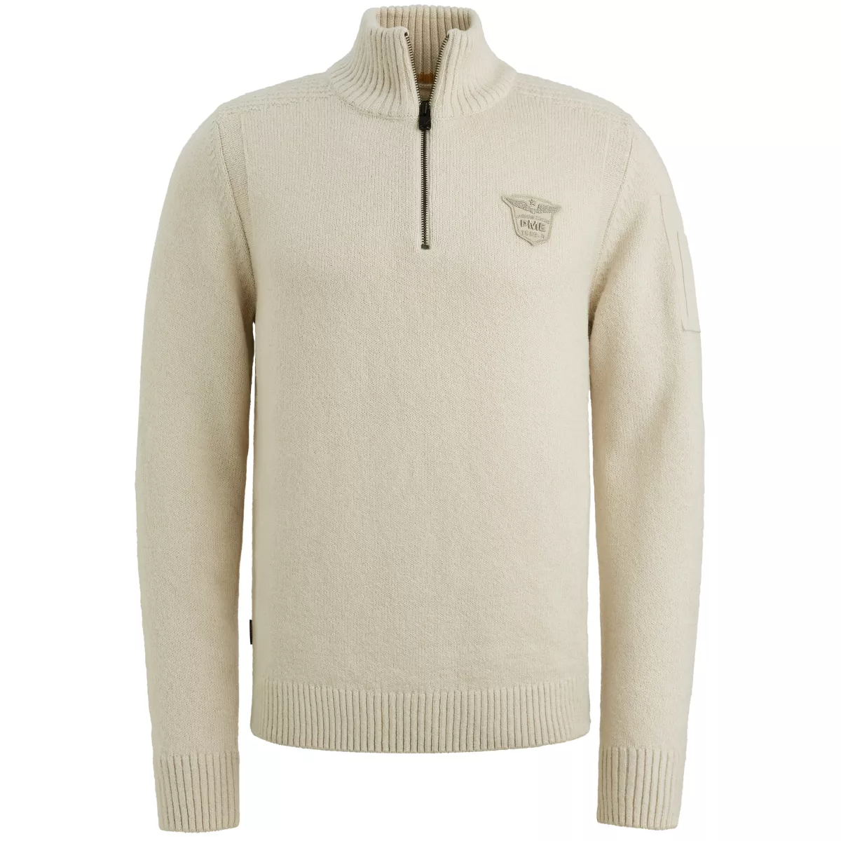 PME LEGEND-Half zip collar soft blend-PKW2510314-910 Bone white melee-BEIGE