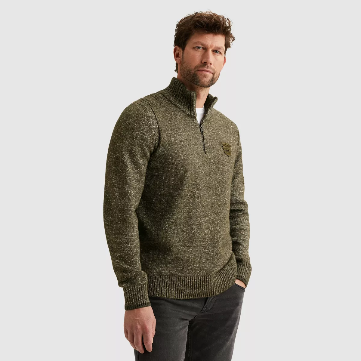 PME LEGEND-Half zip collar soft blend-PKW2510314-940 Mid grey melee-GRIJS