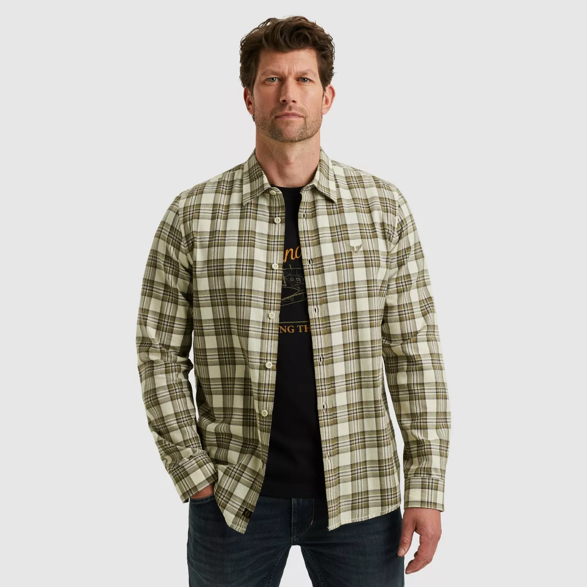 PME LEGEND-LONG SLEEVE SHIRT Herringbone Yarn-PSI2510201-7013 Bone white-BEIGE