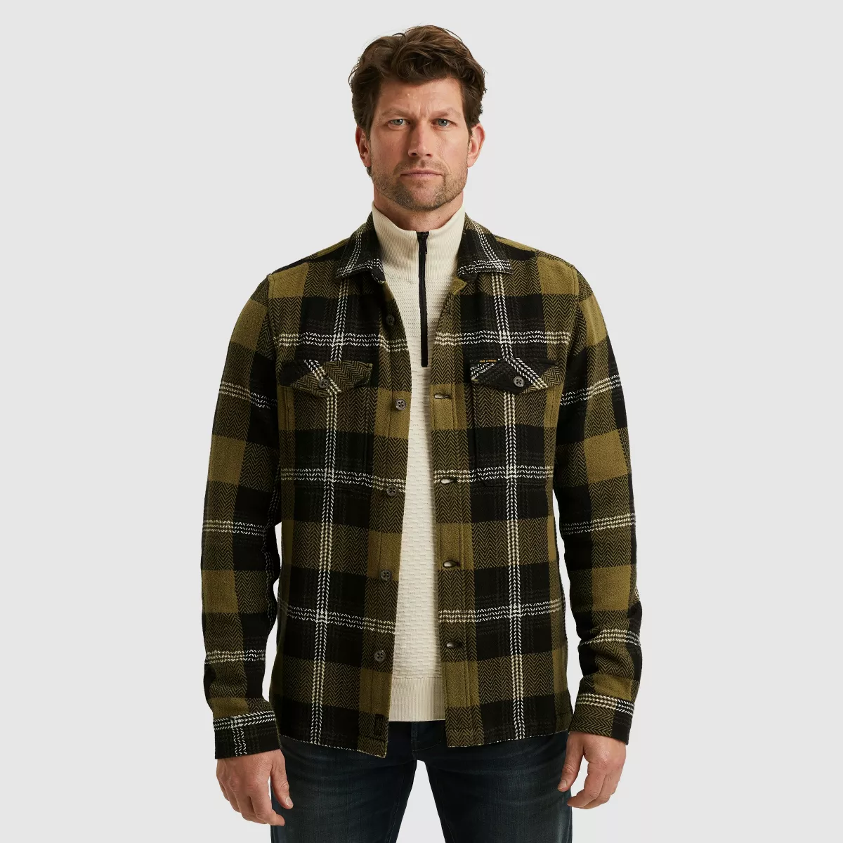 PME LEGEND-LONG SLEEVE SHIRT yarn dye check-PSI2510216-6389 Dusky green-GROEN