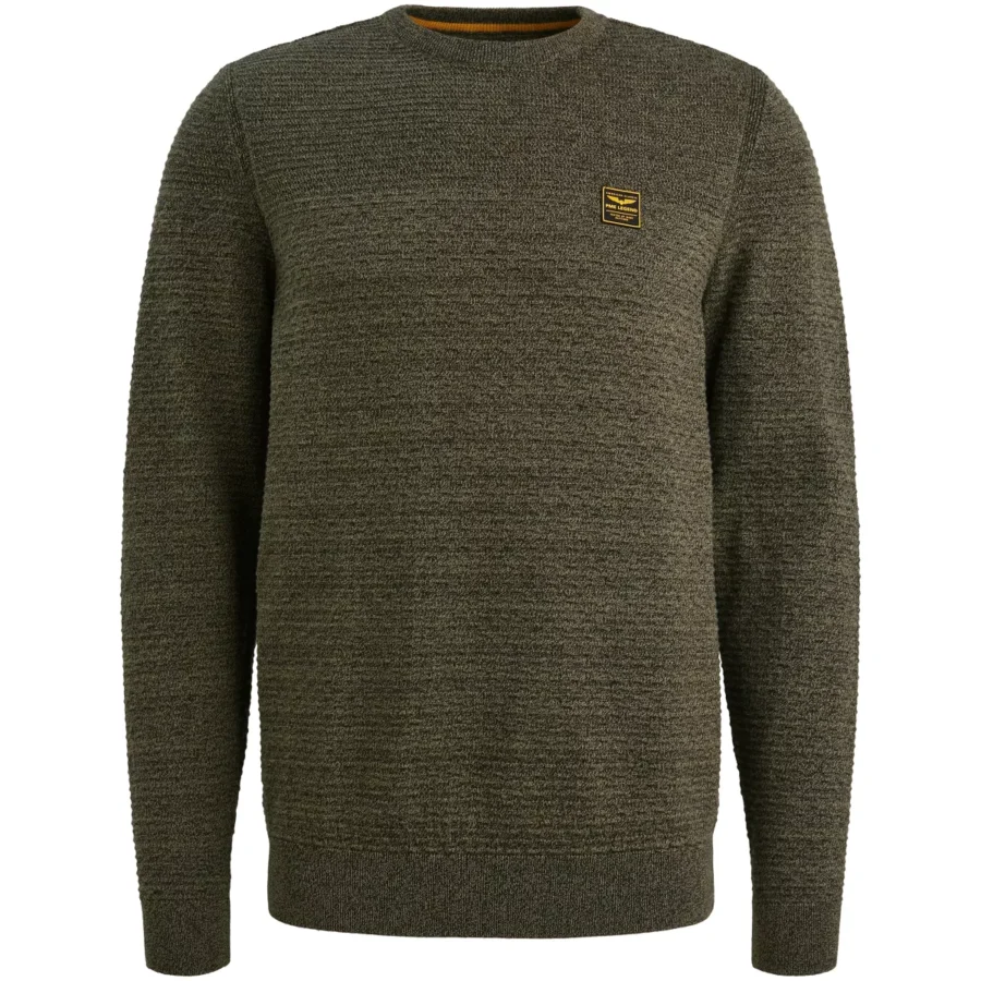 PME LEGEND-R-neck cotton mouline-PKW2510300-6389 Dusky green-GROEN