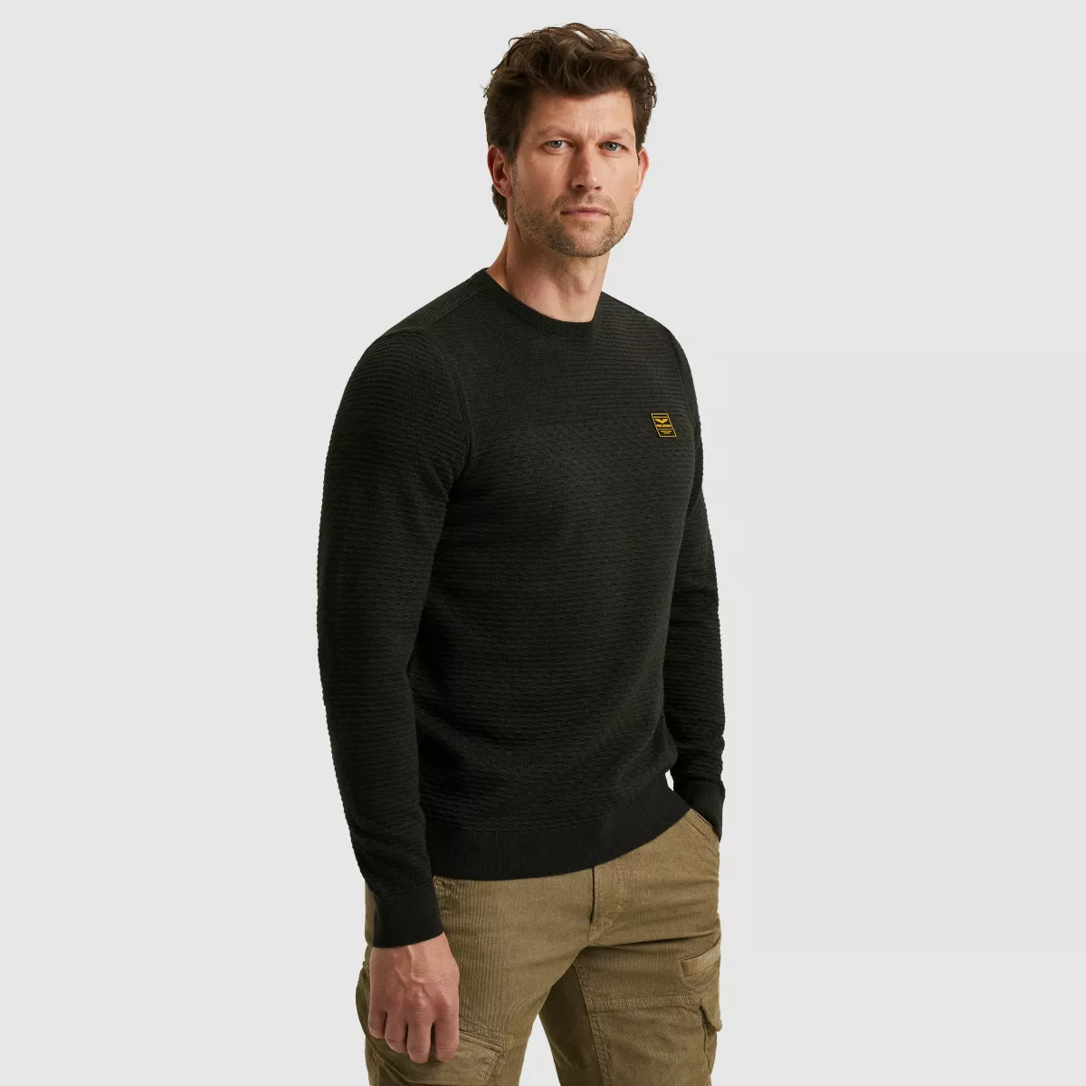 PME LEGEND-R-neck cotton mouline-PKW2510300-999 Black-ZWART