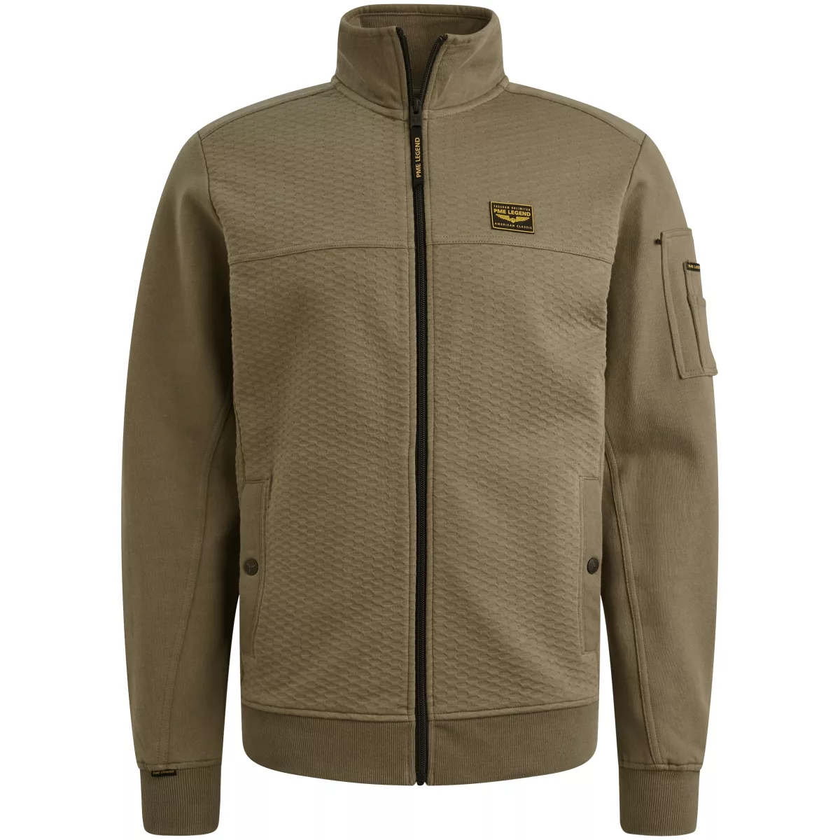 PME LEGEND-Zip jacket jacquard interlock swea-PSW2510474-6389 Dusky green-GROEN