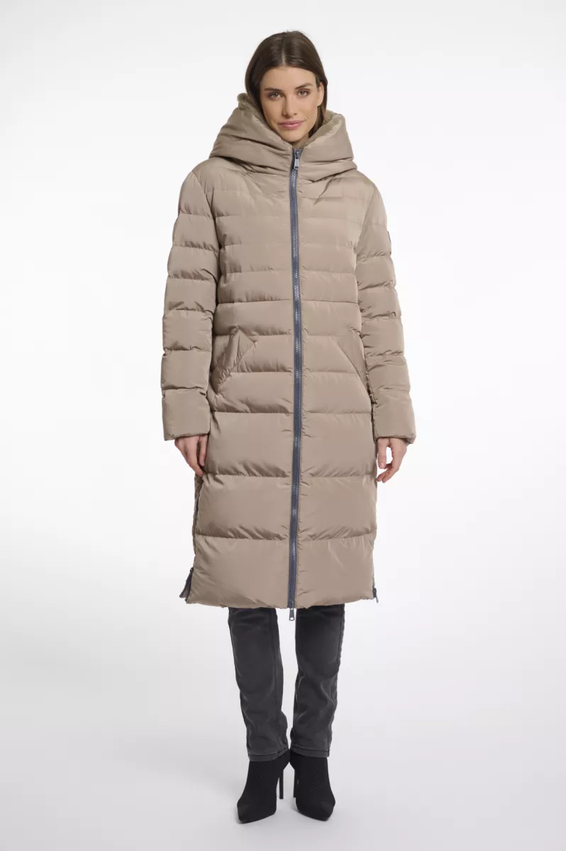 RINO & PELLE-Long Padded Hooded Coat With Faux Fur-Keilafur.7002511-Toffee-CAFE