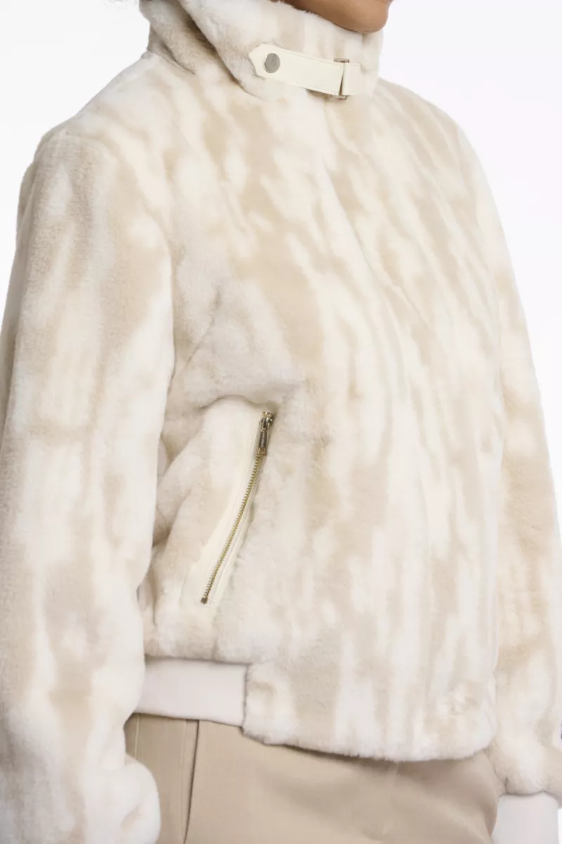 RINO & PELLE-Short Fake Fur Jacket-Ambra.7002511-Birch frozen flower-BEIGE