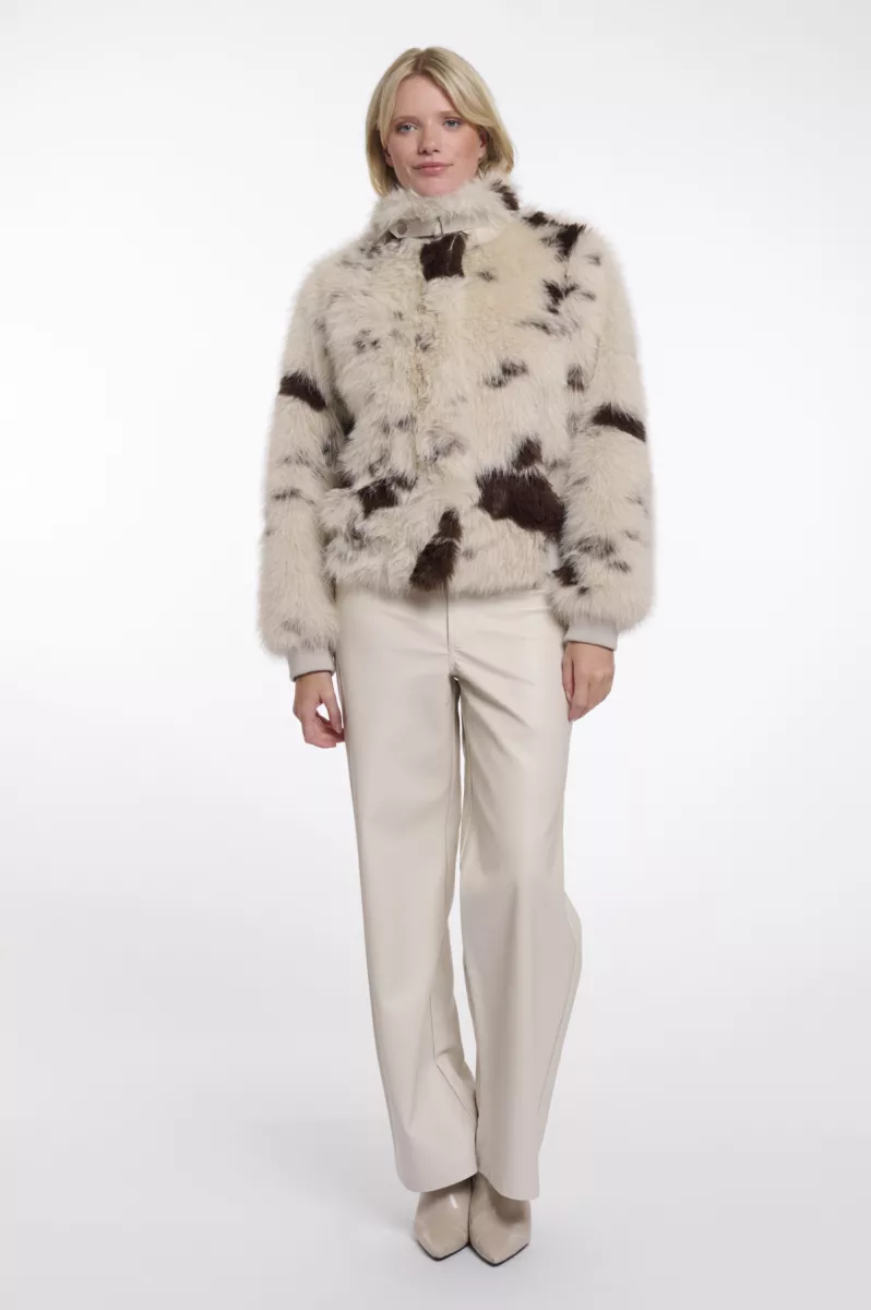 RINO & PELLE-Short Fake Fur Jacket-Ambra.7002511-Cow Girl-WIT COMBINATIES