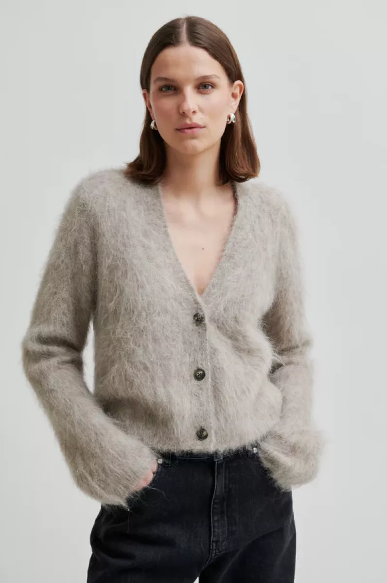 Second Female-Cardigan-Karla Knit Cardigan-1043 Pumice Stone-STONE