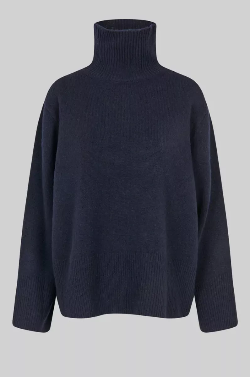 second-female-pullover-alpha-knit-t-neck-night-sky-donker-blauw-4 Second Female-Pullover-Alpha Knit T-neck-Night Sky-DONKER BLAUW