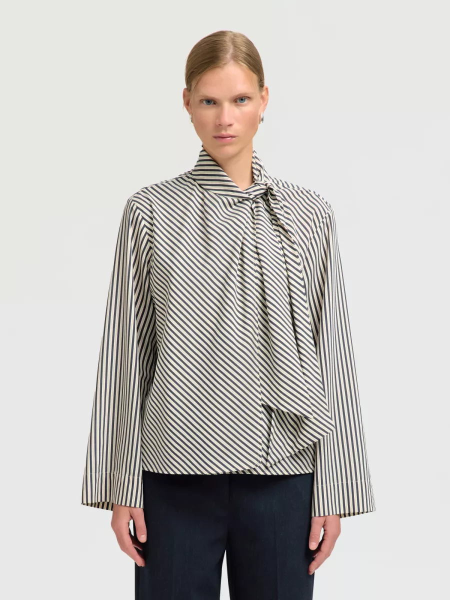 Selected Femme-SLFCHARLOTTE LS SCARF TOP B-16099436-Angora-BLAUW COMBINATIE