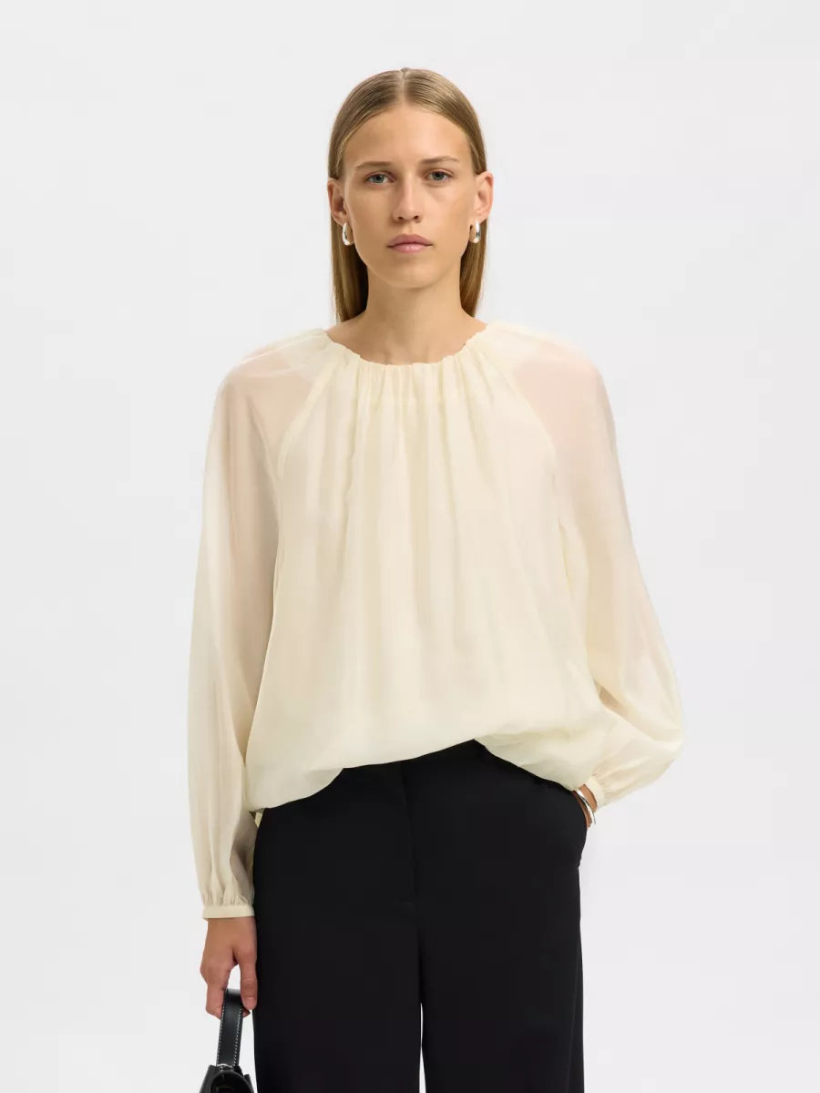 Selected Femme-SLFIRIS LS TOP B-16099392-Angora-OFF WHITE