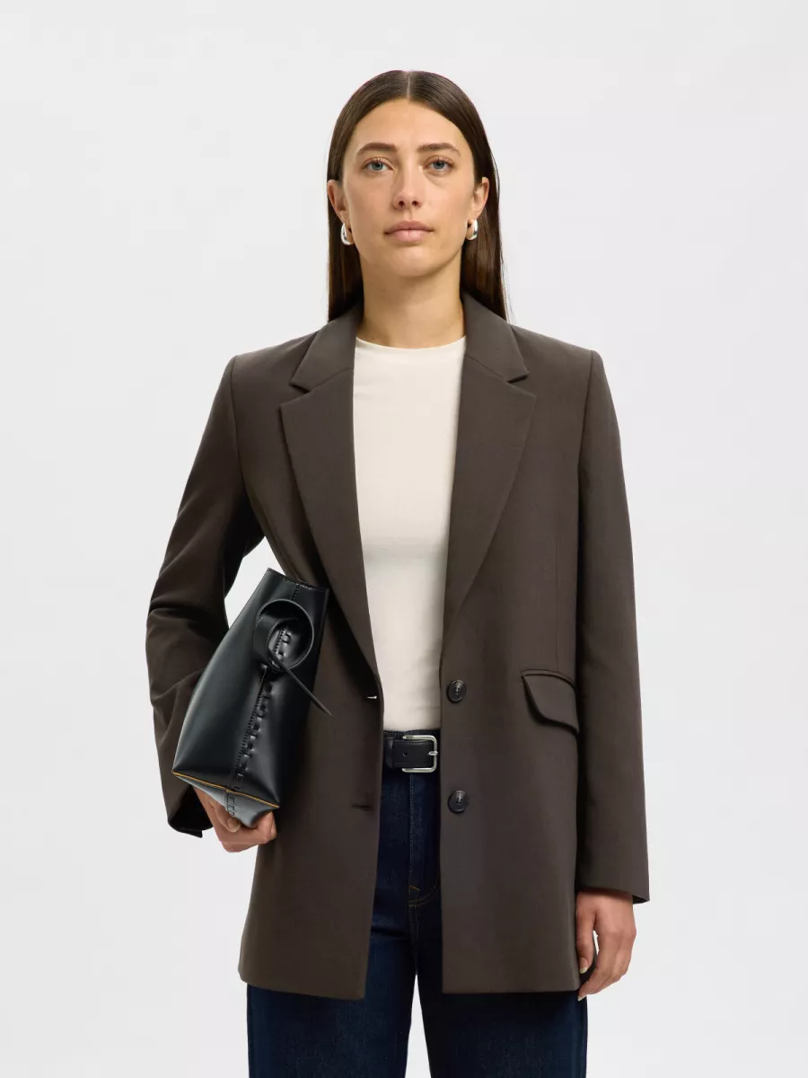 Selected Femme-SLFRITA LS RELAXED BLAZER MEL NOOS-16094205-Delicioso-BRUIN