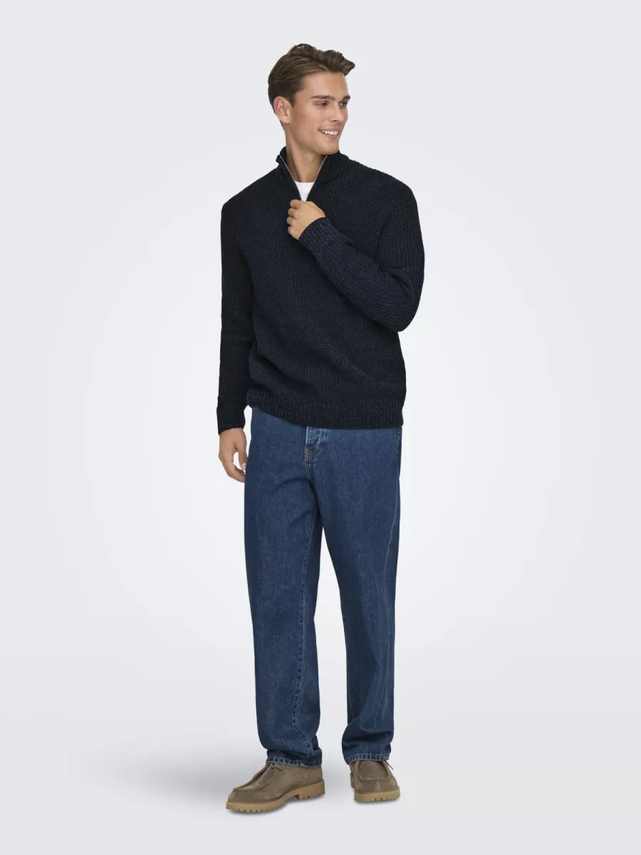 SONS-ONSJOIN REG LS HIGH NECK KNIT CAMP-22035796-Dark sapphire-BLAUW
