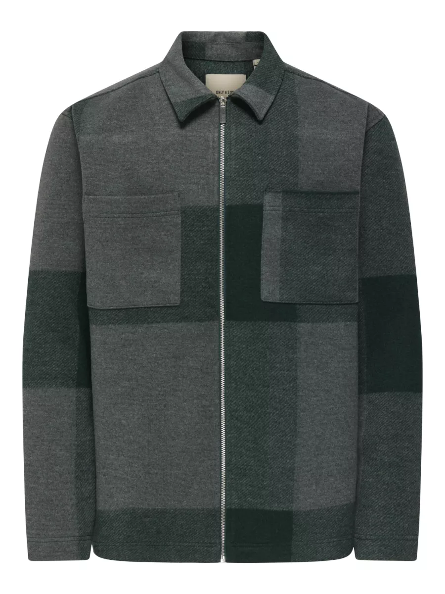 SONS-ONSWAKE CHECKED ZIP OVERSHIRT-22034447-Dark sea-ZEE GROEN