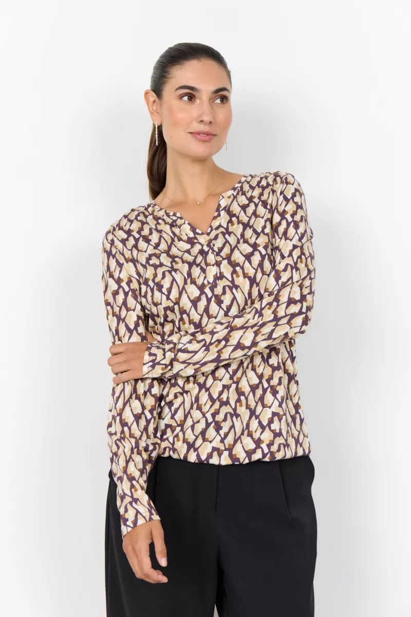 SOYA CONCEPTS--Felicity aop 527-5120C Plum perfect combi-BEIGE