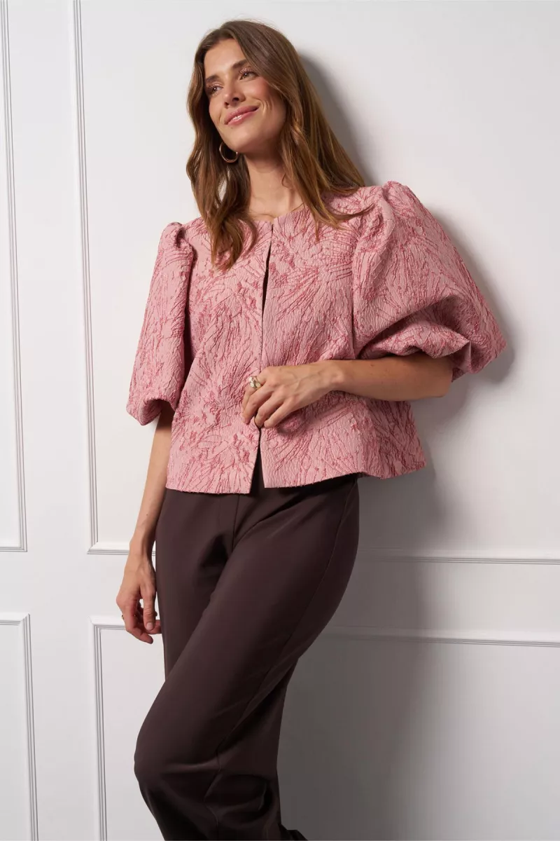 STUDIO ANNELOES-Hanne jacquard jacket-13272-5400 dusty pink-ROSE