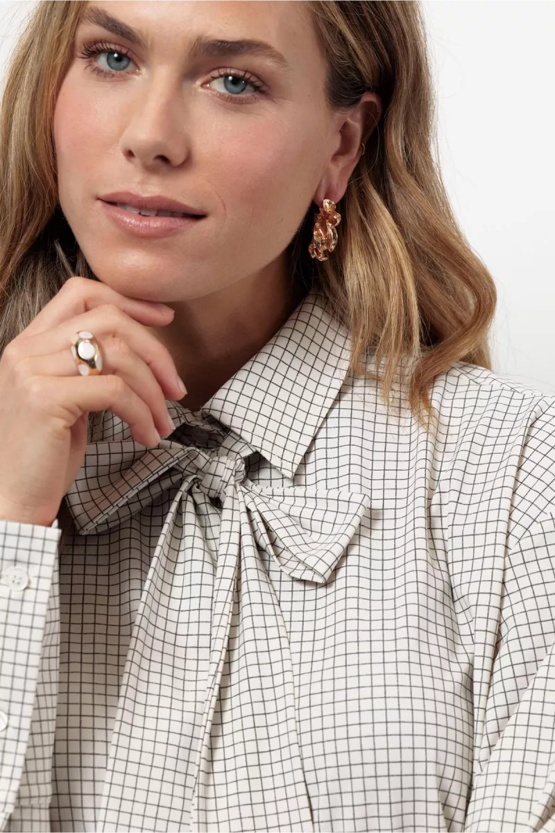 STUDIO ANNELOES-Hollis dot check blouse-13287-1487 kit/espresso-KIT