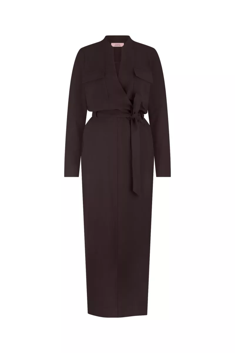 STUDIO ANNELOES-Jette cargo dress-13283-8700 espresso-DONKER BRUIN