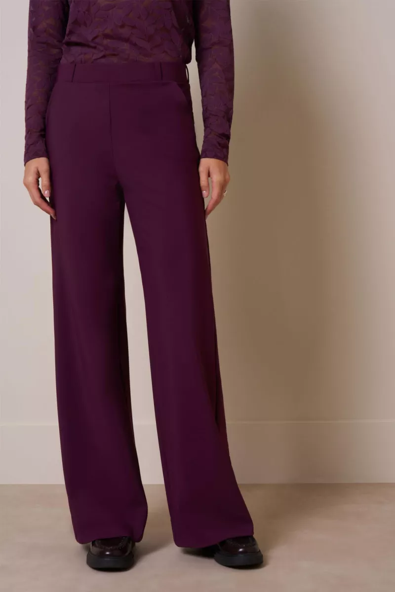 STUDIO ANNELOES-Lexie bonded trousers-13351-3800 Blackberry-BORDEAUX