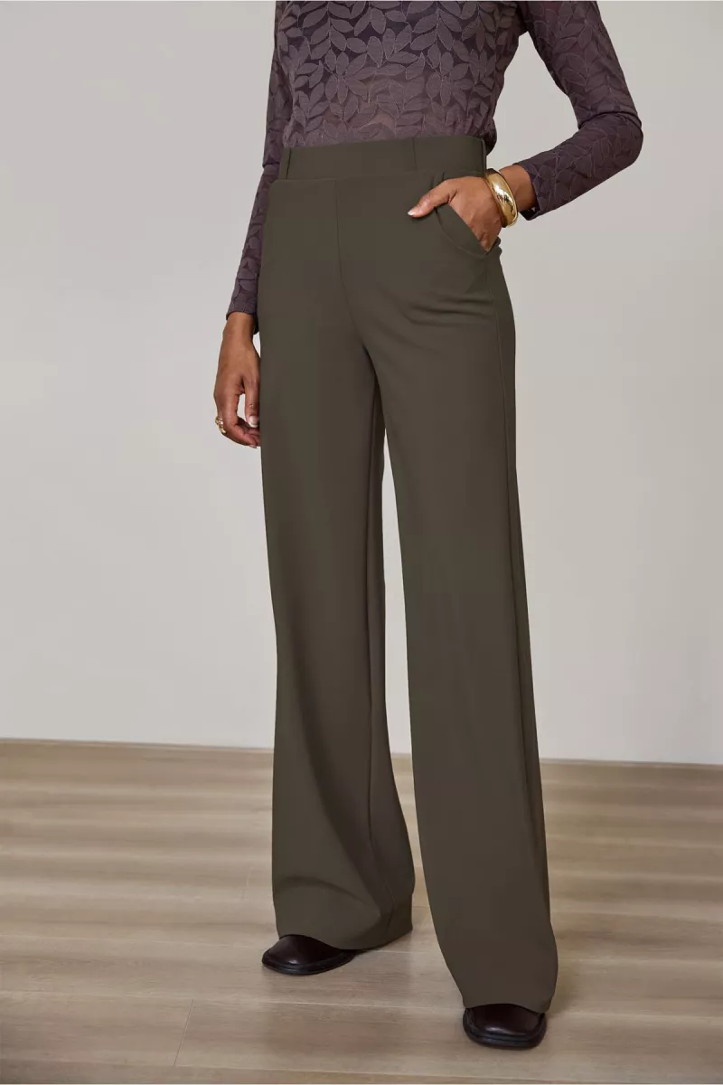 STUDIO ANNELOES-Lexie bonded trousers-94801-7400 New army-LEGERGROEN