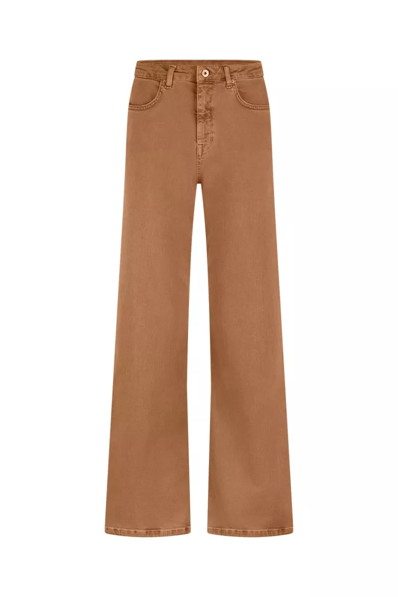 STUDIO ANNELOES-Lexie col denim trousers-13299-1300 caramel-LICHT BRUIN