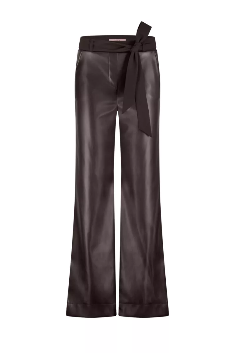 STUDIO ANNELOES-Lexie faux leather trousers-13312-8700 espresso-DONKER BRUIN