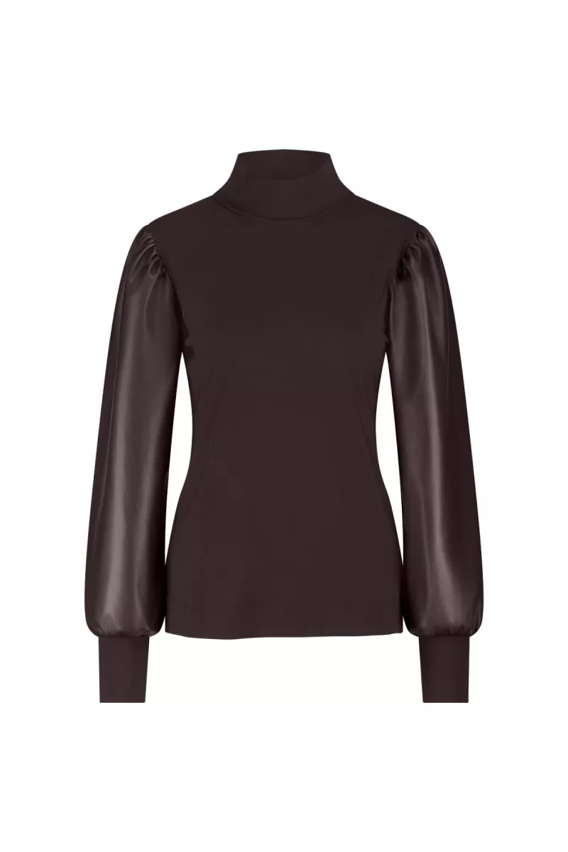 STUDIO ANNELOES-Noortje faux leather top-13282-8700 espresso-DONKER BRUIN