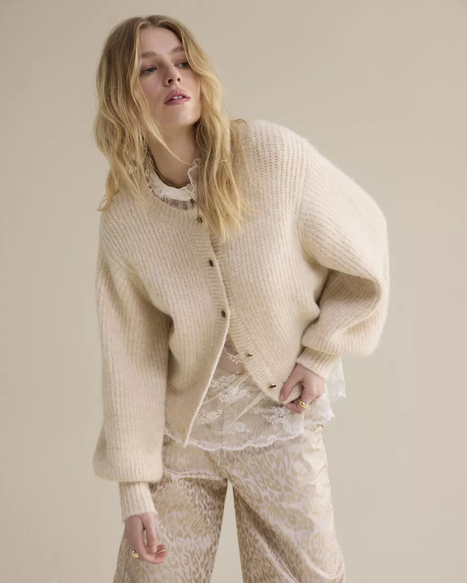 Summum-Cardigan cozy melange knit-7s7958-7997-122 Ivory-OFF WHITE