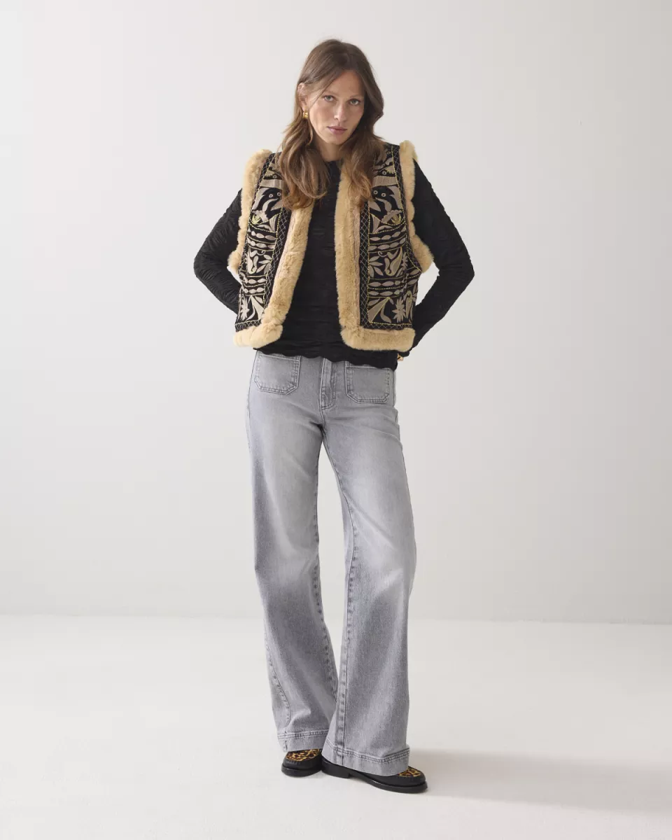 Summum-Gilet embroidered velours-9s261-12327-990 Black-BLACK
