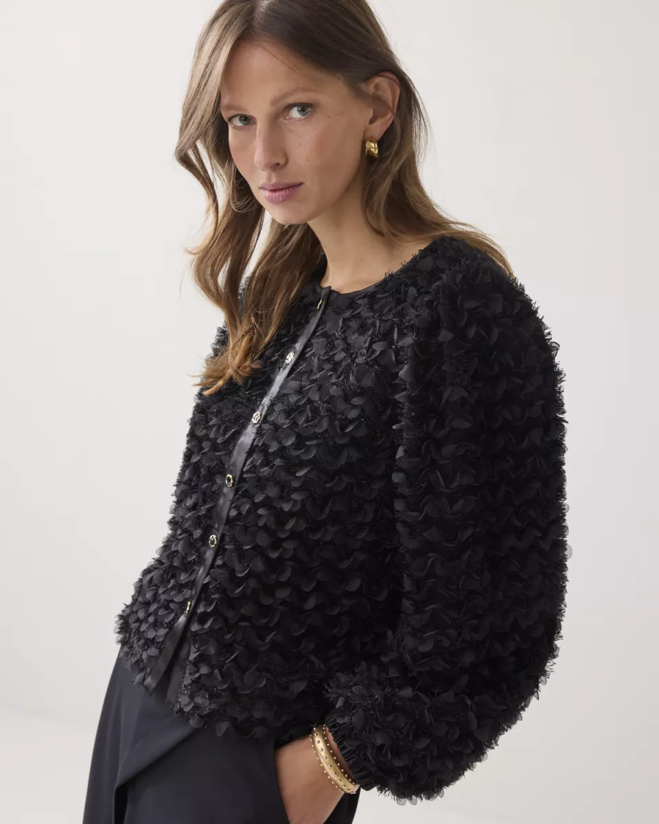 Summum-Jacket 3D flowerfluffy-2s3365-12322-990 Black-ZWART