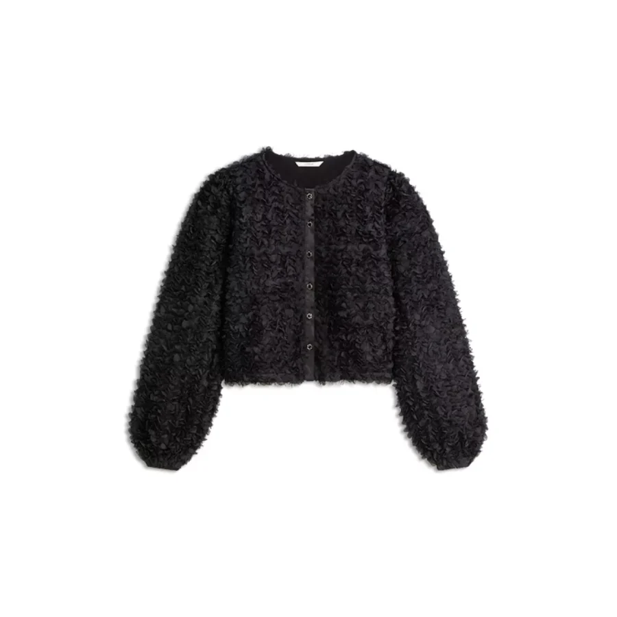 Summum-Jacket 3D flowerfluffy-2s3365-12322-990 Black-ZWART