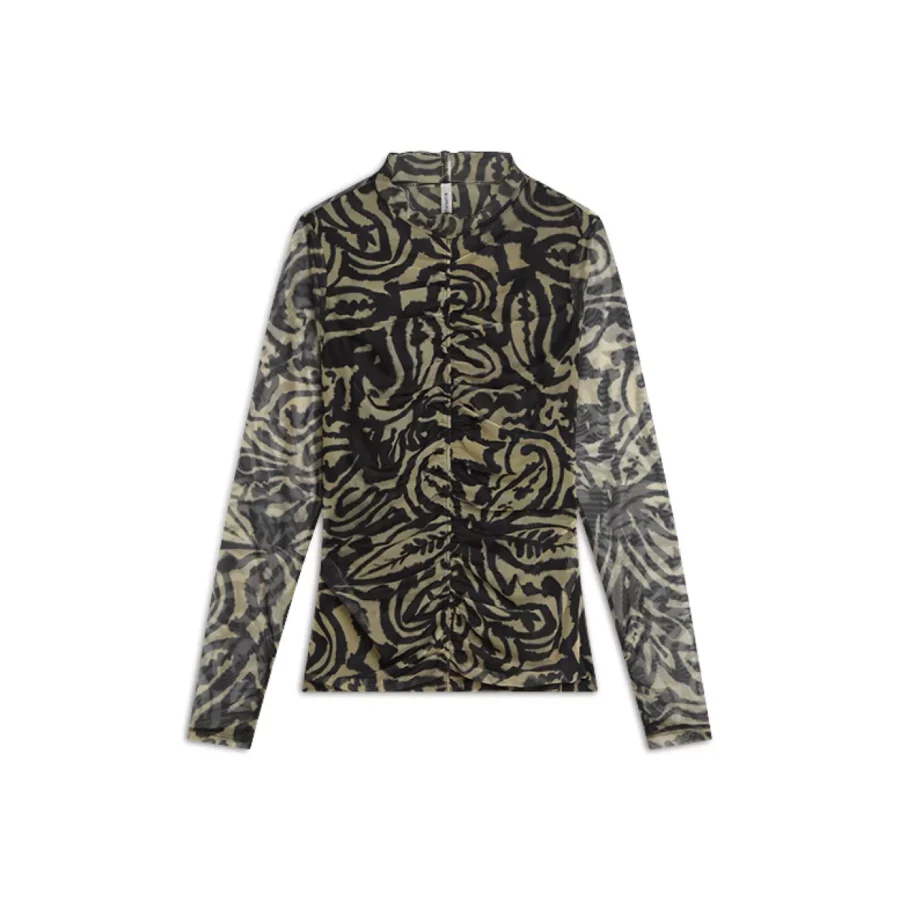 Summum-Top ornament print on mesh-3s5217-30733-990 Black-ZWART