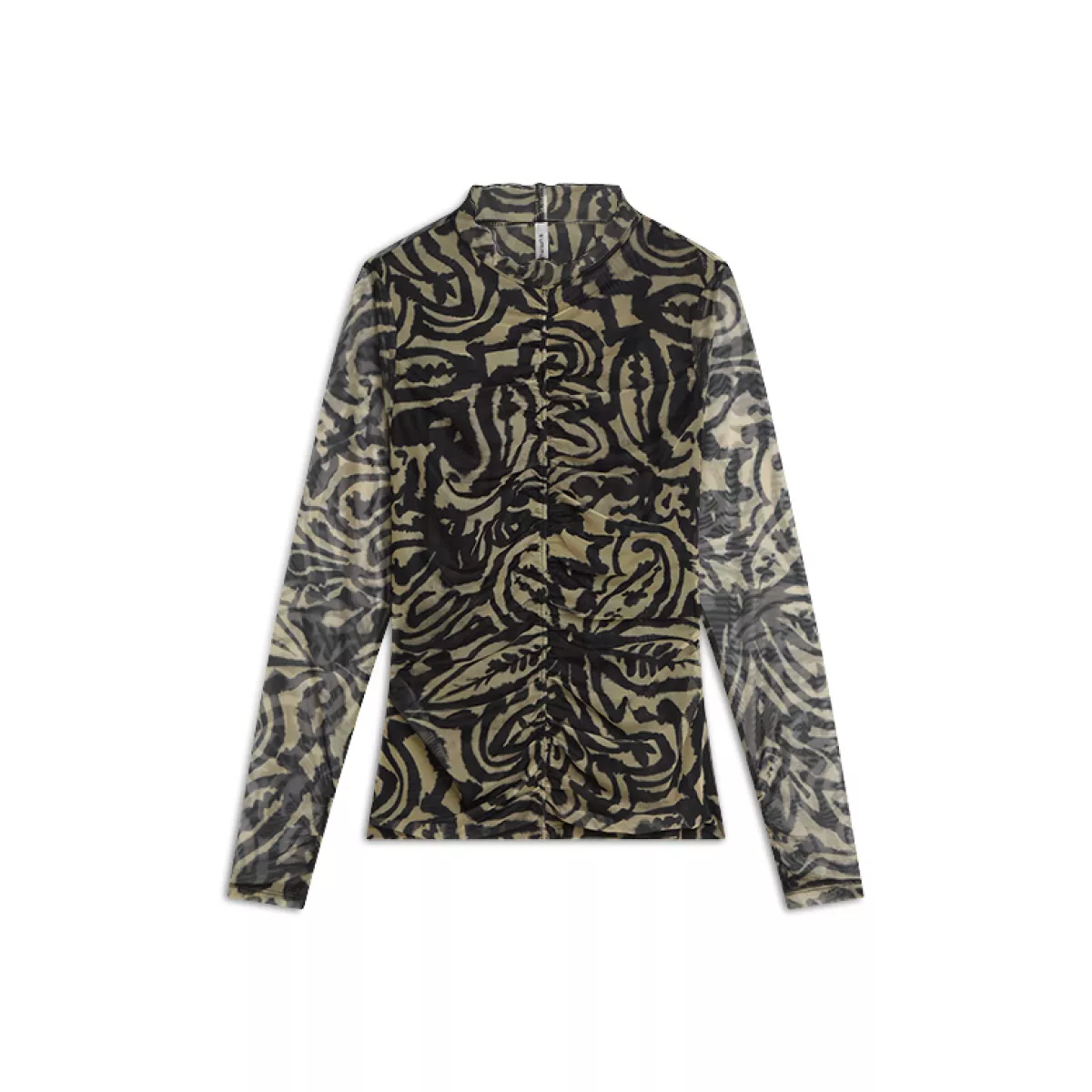 Summum-Top ornament print on mesh-3s5217-30733-990 Black-ZWART