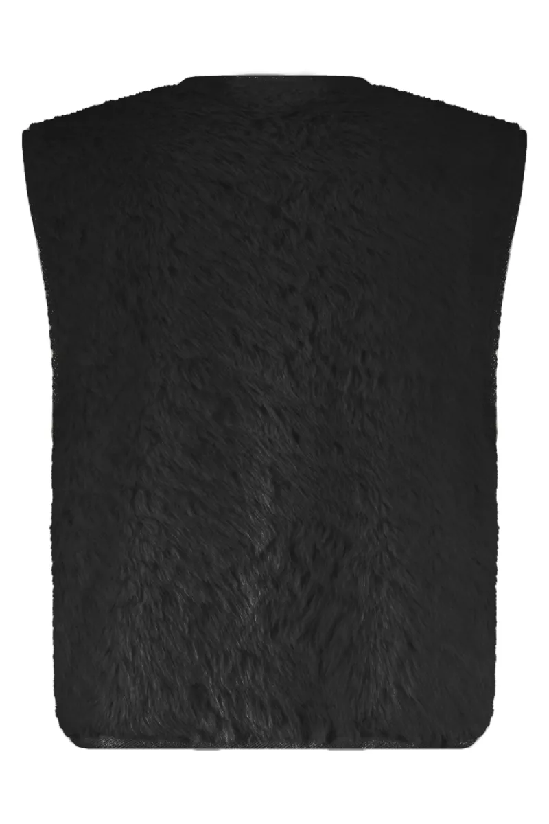 TRAMONTANA-Faux fur vest-S04-17-801-009000 Black-ZWART