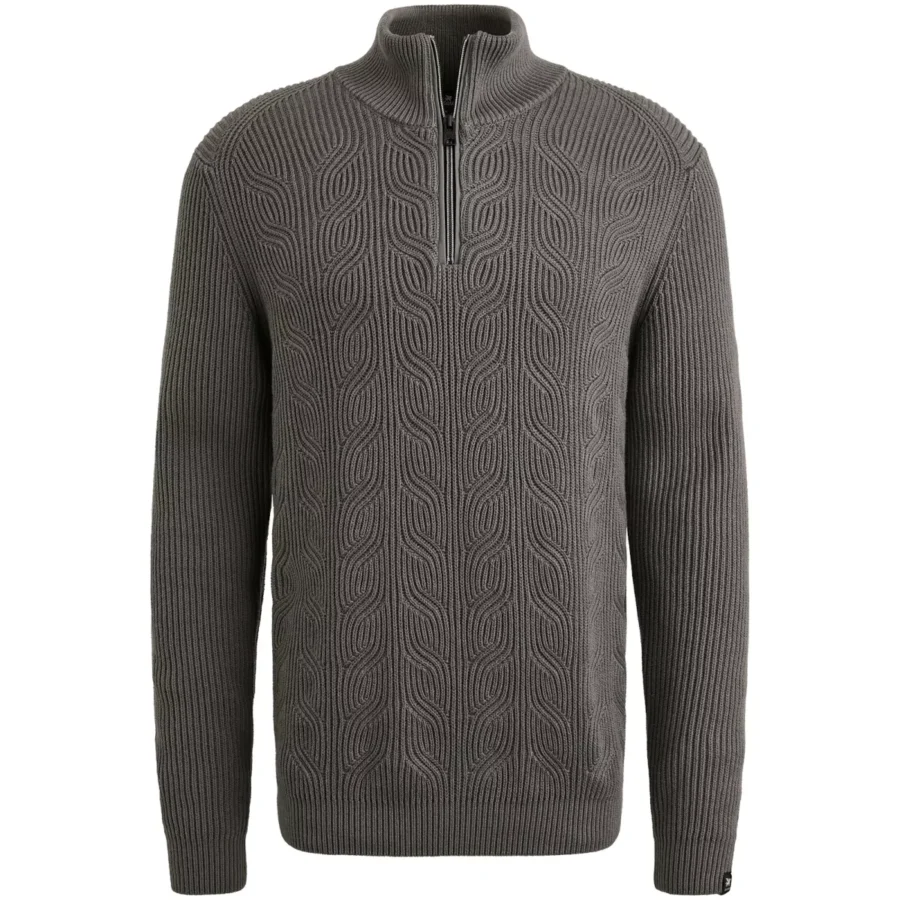 Vanguard-Half zip collar cotton blend wool-VKW2509328-9044 Gargoyle-GRIJS