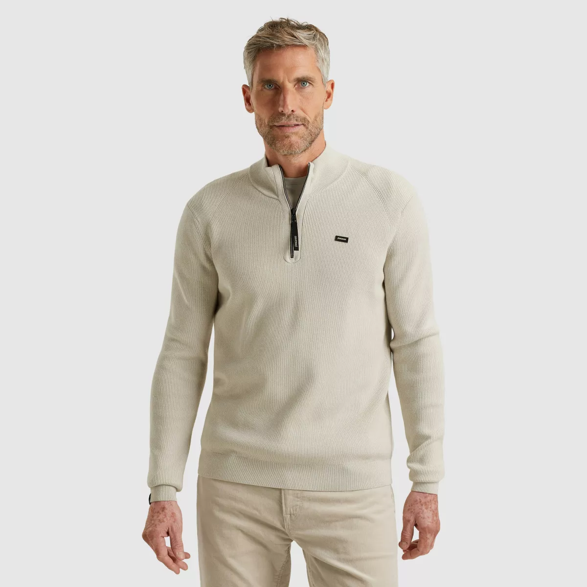 Vanguard-Half zip collar gentleman's deal c-VKW2510332-7074 Silver lining-BEIGE