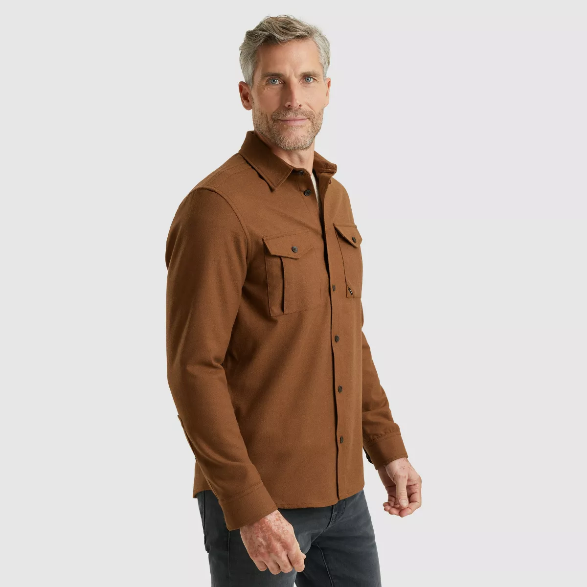 Vanguard-LONG SLEEVE SHIRT Brushed Melange-VSI2510255-7074 Silver lining-BEIGE