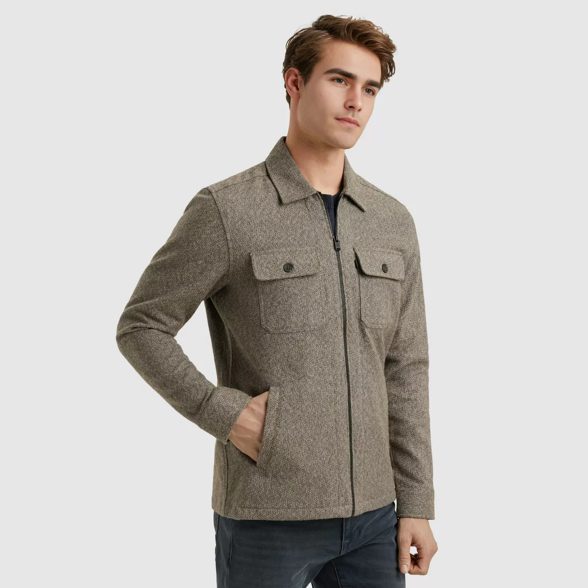 Vanguard-Long Sleeve Shirt Solid Brushed Mo-VSI2509226-8015 Lead gray-GRIJS