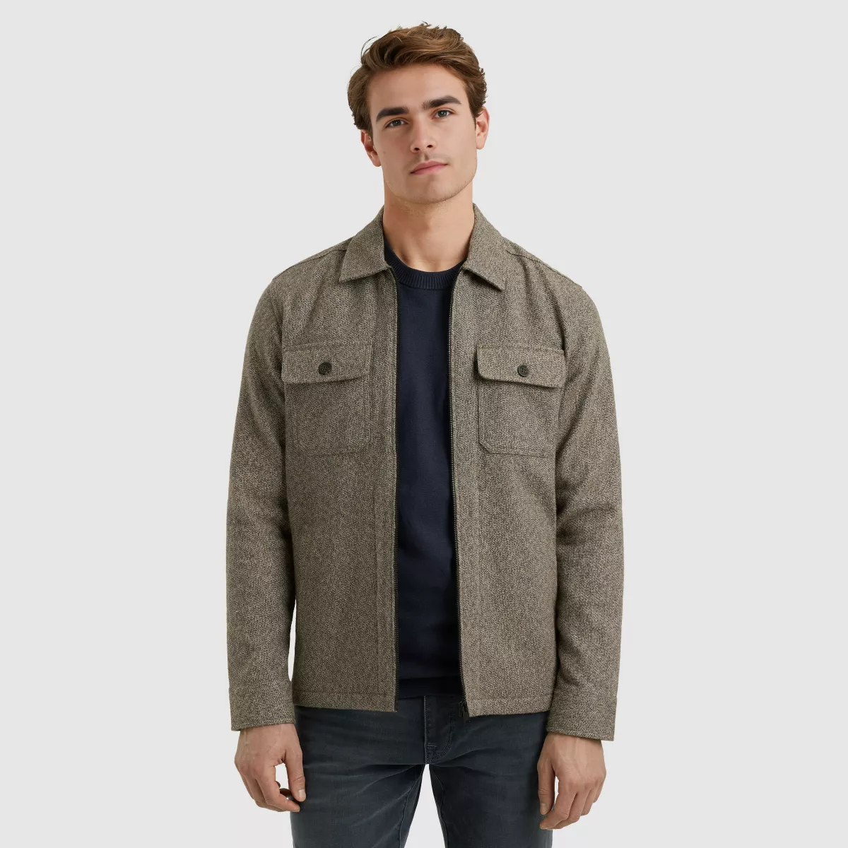 Vanguard-Long Sleeve Shirt Solid Brushed Mo-VSI2509226-8015 Lead gray-GRIJS