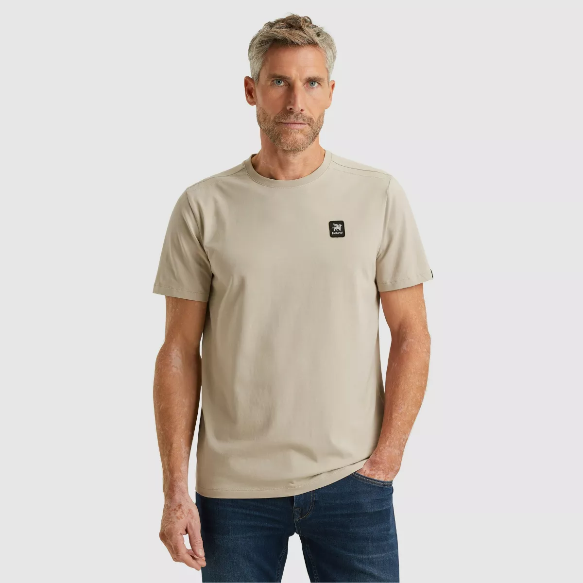 Vanguard-Short sleeve r-neck cotton elastan-VTSS2510500-7074 Silver lining-BEIGE