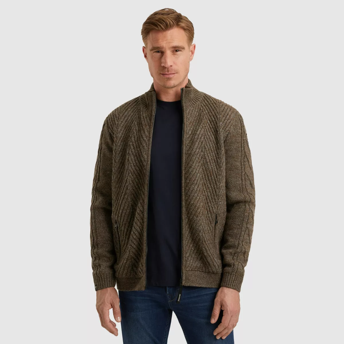 Vanguard-Zip jacket wool blend-VKC2509382-8078 Dark earth-BRUIN