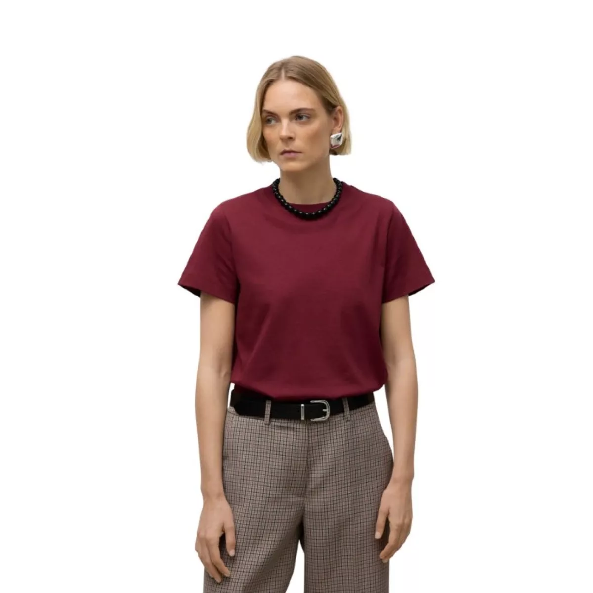 VERO MODA-AWNAIMA SS O-NECK T-SHIRT NOOS-10294544-Zinfandel-BORDEAUX