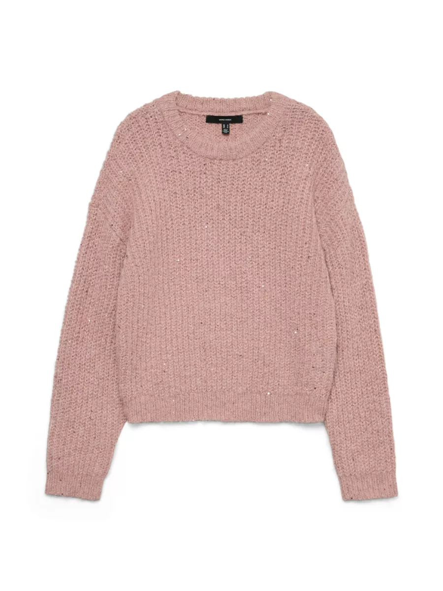 VERO MODA-VMAMALI LS O-NECK PULLOVER-10336703-Rose Elegance-ROSE
