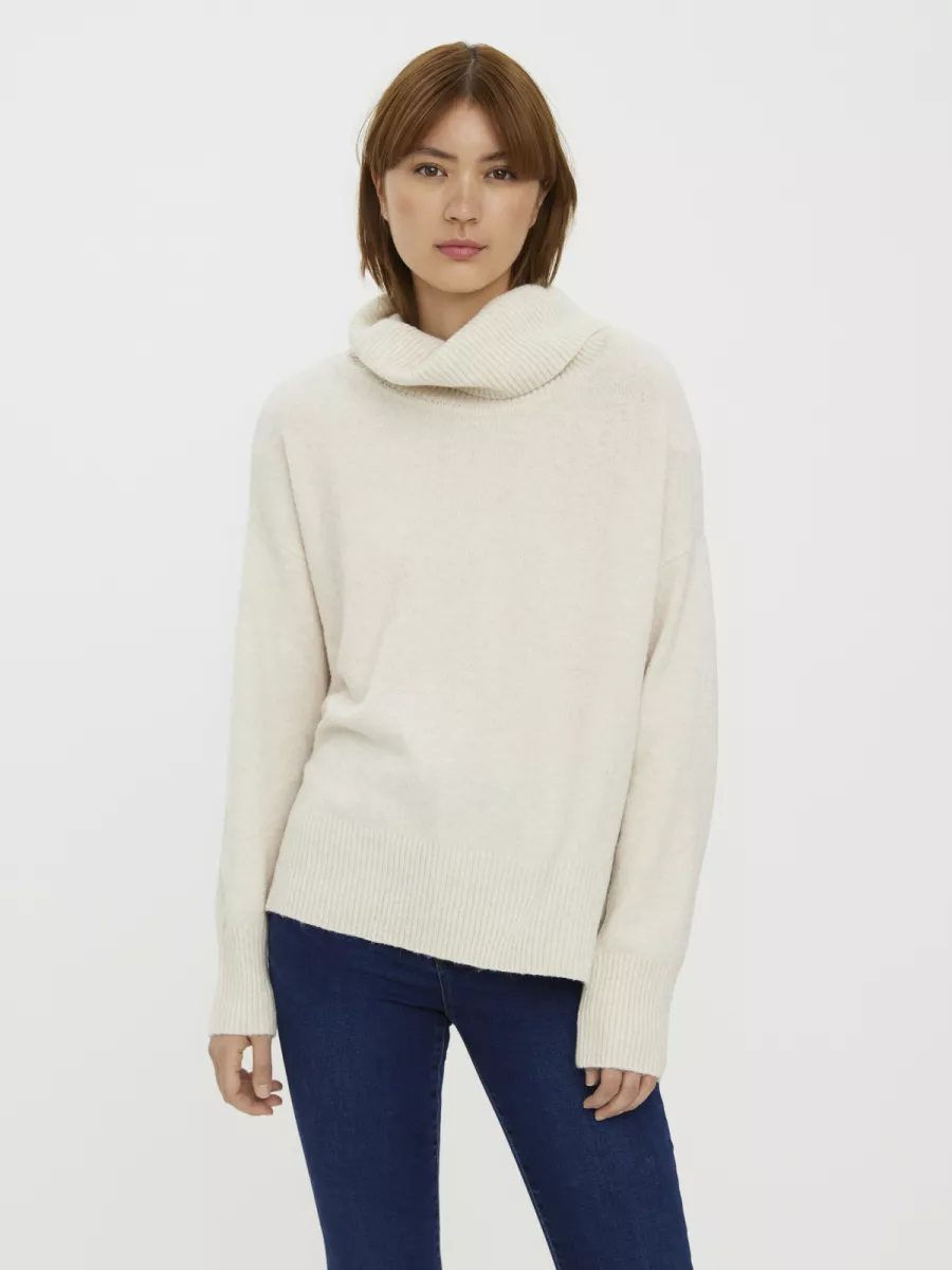 VERO MODA-VMDOFFY LS COWLNECK BLOUSE GA NOOS-10231324-Birch-CREME