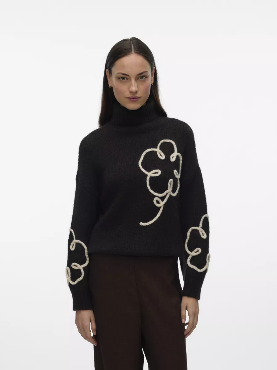 VERO MODA-VMFATIMA LS ROLLNECK PULLOVER-10335036-Chocolate Torte-CHOCOLADE