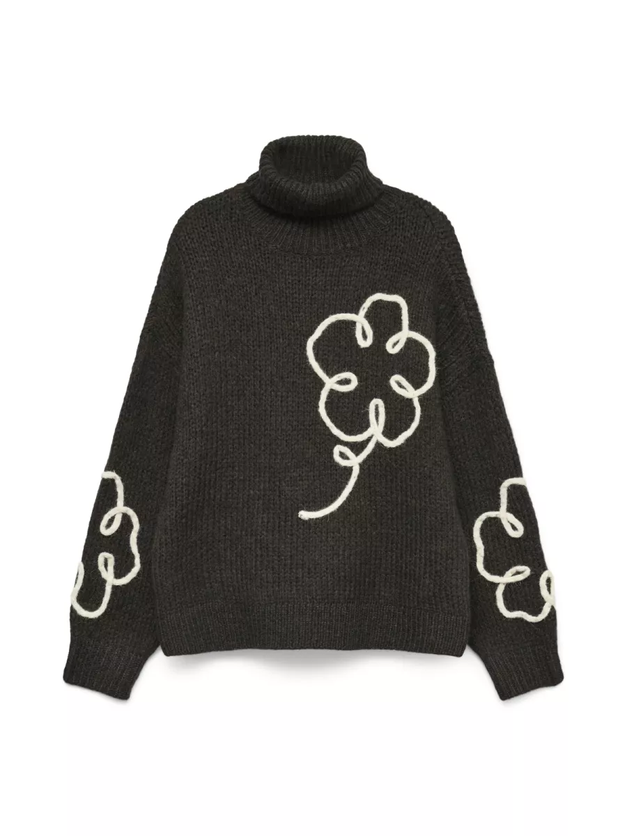VERO MODA-VMFATIMA LS ROLLNECK PULLOVER-10335036-Chocolate Torte-CHOCOLADE